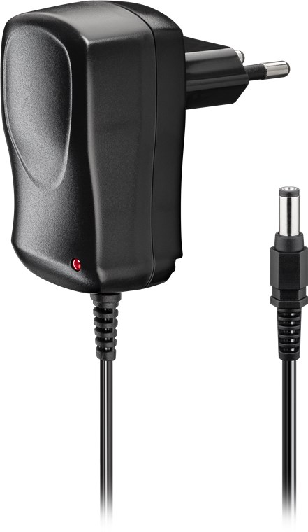 12 V Netzteil 12 V Netzteil - Farbversion Schwarz - mit 5,5 mm x 2,1 mm Stecker - 7,2 W und 0,6 A