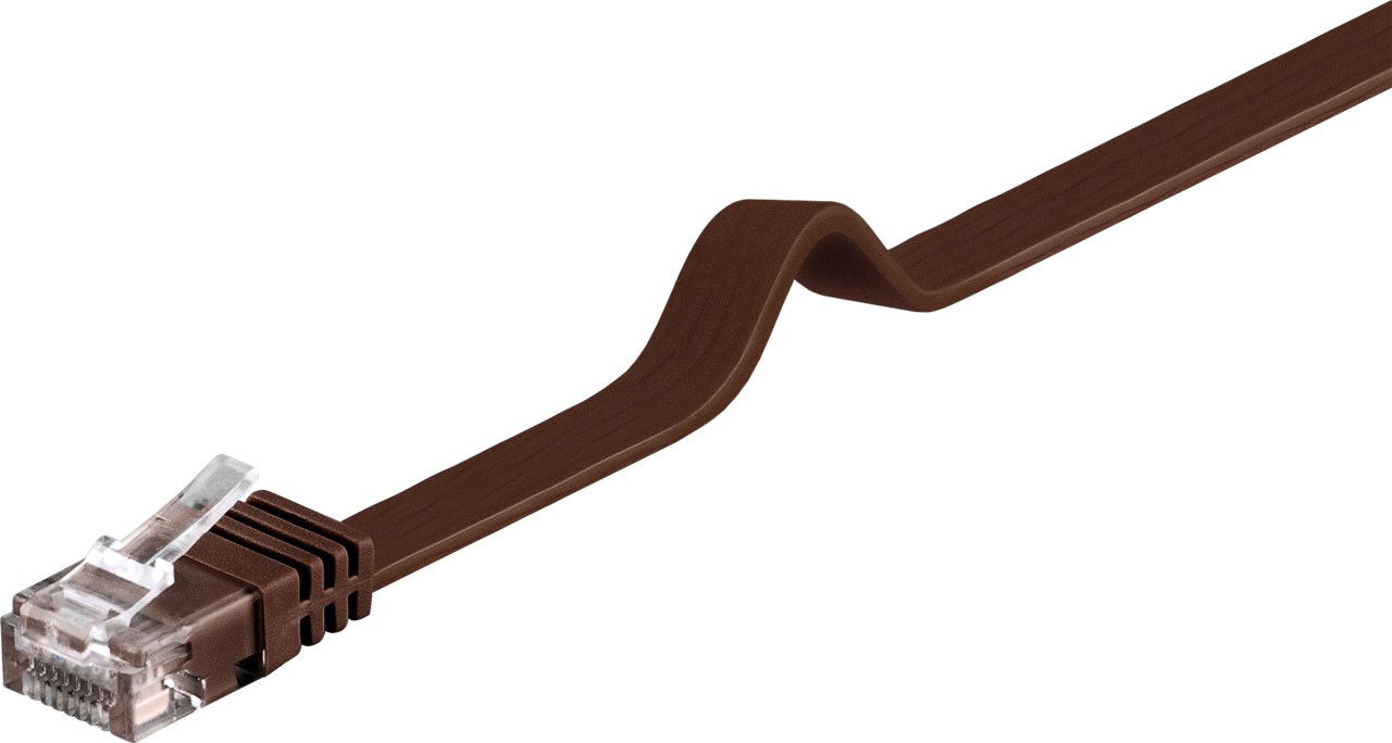 CAT 6 Flach-Patchkabel, U/UTP, Dunkelbraun, 1,5 m - Kabellänge 1.5 m - Kupferleiter (CU)