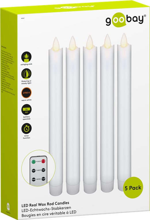 5er-Set weiße LED-Echtwachs-Stabkerzen, inkl. Fernbedienung - wunderschöne und sichere Lichtlösung für viele Bereiche wie Haus und Loggia, Büros oder Schulen 5er-Set weiße LED-Echtwachs-Stabkerzen, inkl. Fernbedienung - wunderschöne und sichere Lichtlösung für viele Bereiche wie Haus und Loggia, Büros oder Schulen