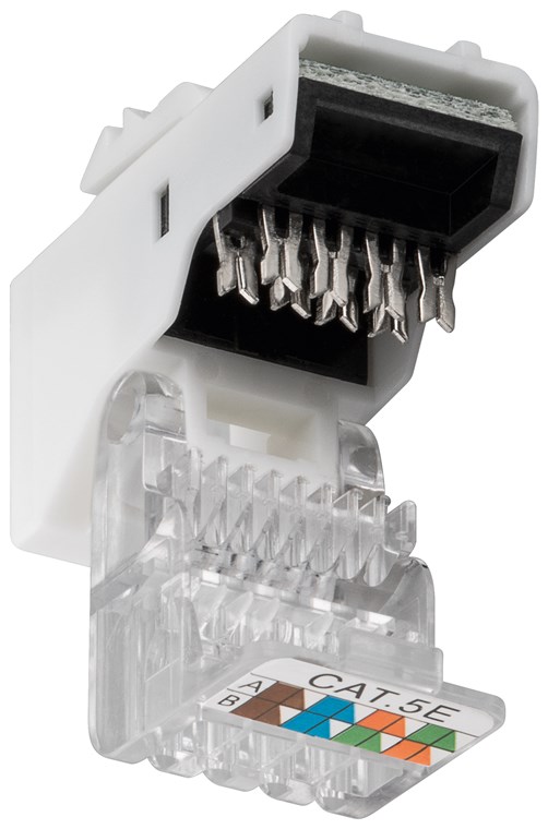 Keystone Modul RJ45 CAT 5e, UTP - 18,11 mm breit, Klemmleiste für werkzeugfreie LSA-Montage, Snap-In-System