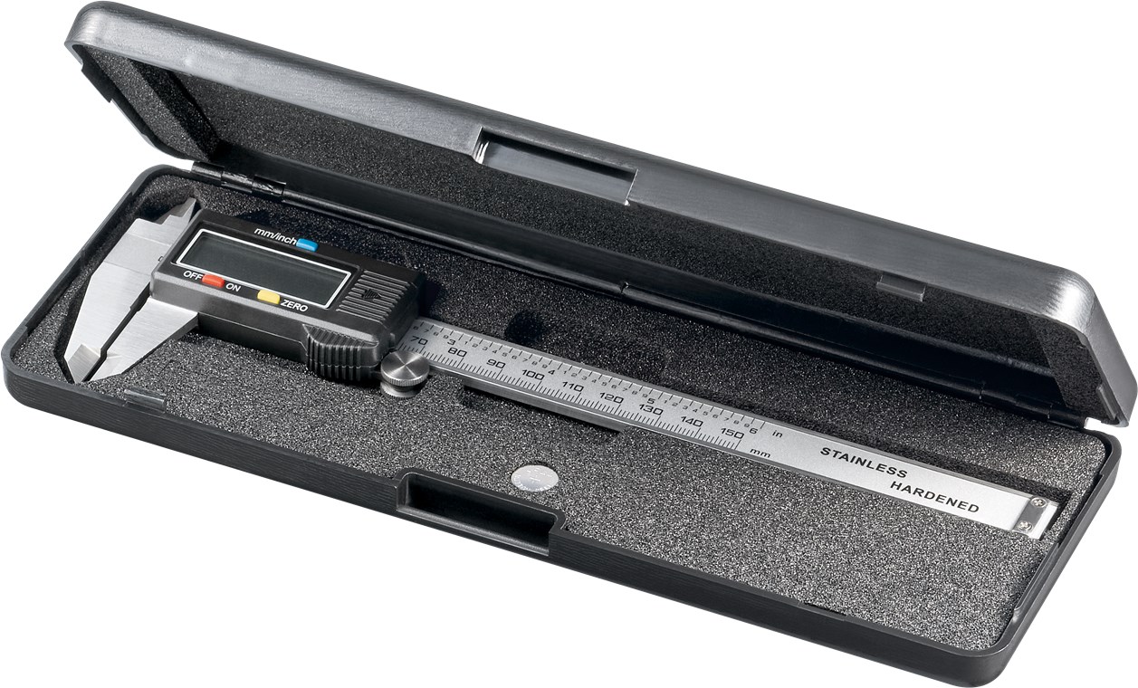 Digitaler Messschieber 150 mm / 6 Zoll - Messbereich 0 - 150 mm - für Messungen von 0 mm - 150 mm Digitaler Messschieber 150 mm / 6 Zoll - Messbereich 0 - 150 mm - für Messungen von 0 mm - 150 mm
