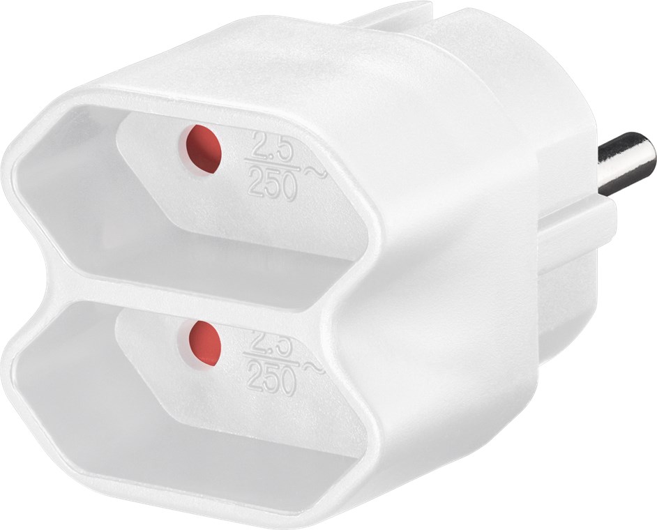 Steckdosenadapter Steckdosenadapter - Farbversion Weiß - kompakter Adapter mit zwei Euro-Steckdosen