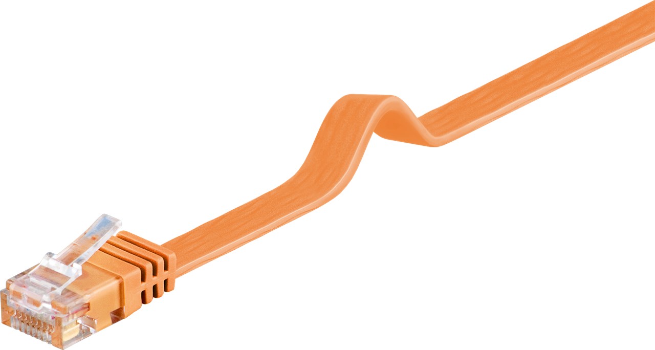 CAT 6 Flach-Patchkabel, U/UTP, Orange, 1 m - Kabellänge 1 m - Kupferleiter (CU)