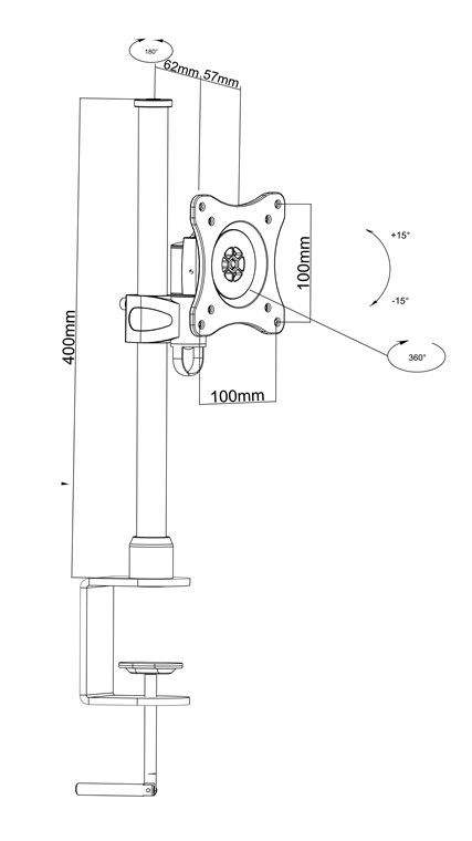 Monitorhalterung - zur Tischmontage für einen Bildschirm, höhenverstellbar, (schwenkbar und neigbar) bis 15kg Monitorhalterung - zur Tischmontage für einen Bildschirm, höhenverstellbar, (schwenkbar und neigbar) bis 15kg
