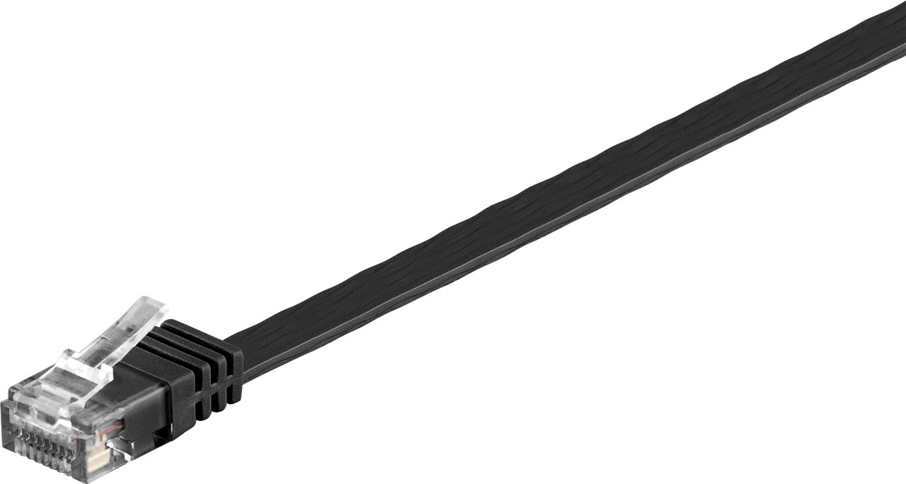 CAT 6 Flach-Patchkabel, U/UTP, Schwarz, 10 m - Kabellänge 10 m - Kupferleiter (CU) CAT 6 Flach-Patchkabel, U/UTP, Schwarz, 10 m - Kabellänge 10 m - Kupferleiter (CU)