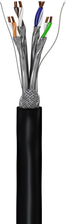 CAT 6A Outdoor Netzwerkkabel, S/FTP (PiMF), Schwarz, 100m - Kupferleiter (CU), AWG 23/1 (solid), Polyethylen-Kabelmantel (PE) CAT 6A Outdoor Netzwerkkabel, S/FTP (PiMF), Schwarz, 100m - Kupferleiter (CU), AWG 23/1 (solid), Polyethylen-Kabelmantel (PE)