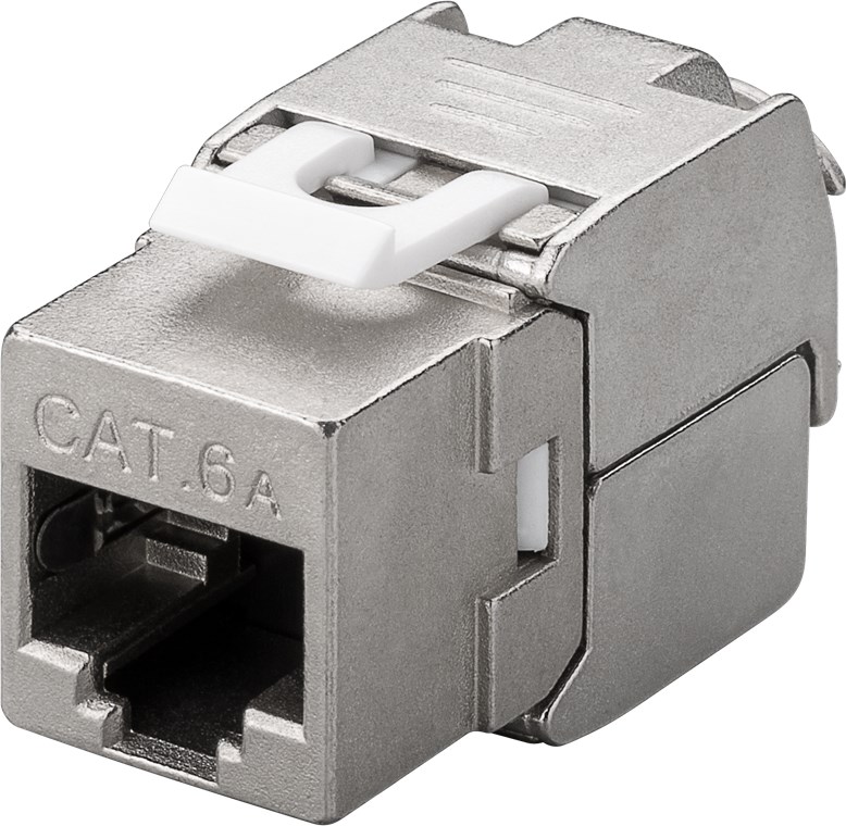 Keystone Modul RJ45 CAT 6A, STP, slim-line Keystone Modul RJ45 CAT 6A, STP, slim-line - 16,3 mm breit, Krokodil-Typ, Klemmleiste für werkzeugfreie LSA-Montage