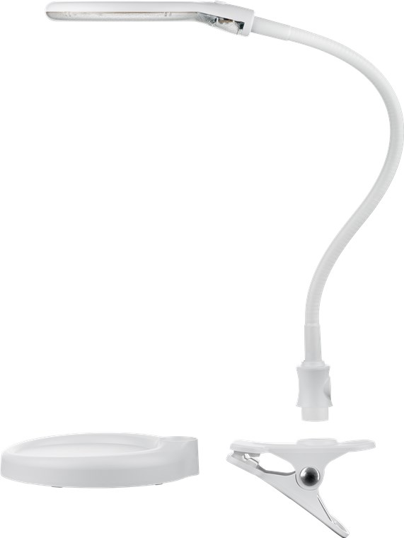 LED-Stand-/Klemm-Lupenleuchte, 6 W - 100 mm Glaslinse, 1,75-fache Vergrößerung, 3 Dioptrien, 570 lm LED-Stand-/Klemm-Lupenleuchte, 6 W - 100 mm Glaslinse, 1,75-fache Vergrößerung, 3 Dioptrien, 570 lm