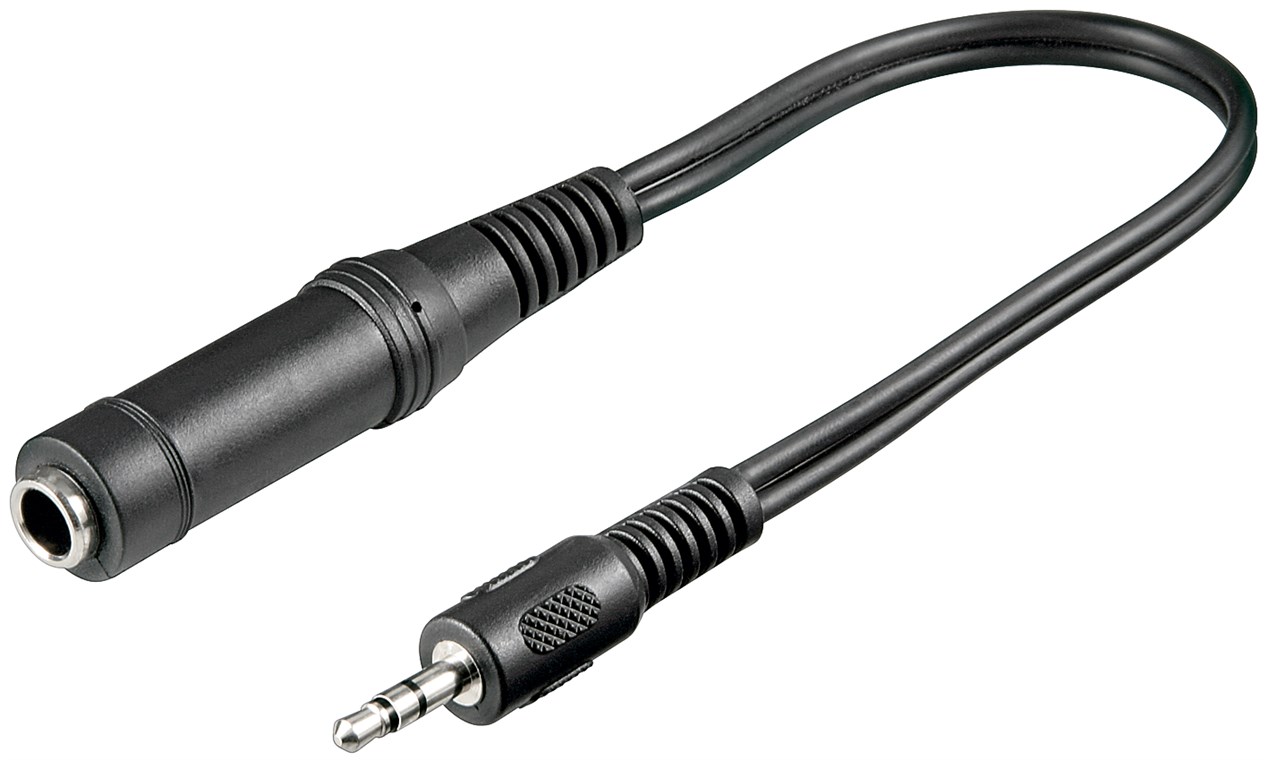 Kopfhörer Adapter, 3,5 mm Stecker zu 6,35 mm Buchse - Kabellänge 0.2 m - Klinke 3,5 mm Stecker (3-Pin, stereo) > Klinke 6,35 mm Buchse (3-Pin, stereo)