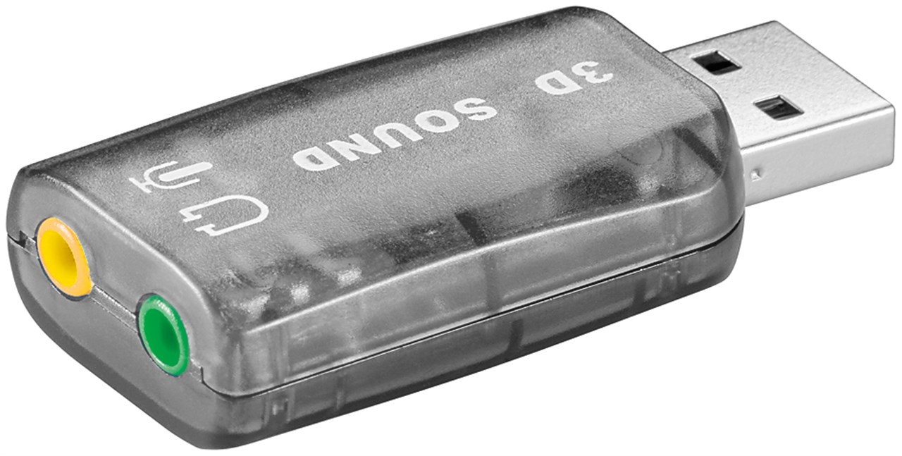 USB 2.0 Soundkarte - Farbversion Transparent - zum Anschluss von Mikrofonen und Lautsprechern mit 3,5 mm Klinkenstecker an den PC
