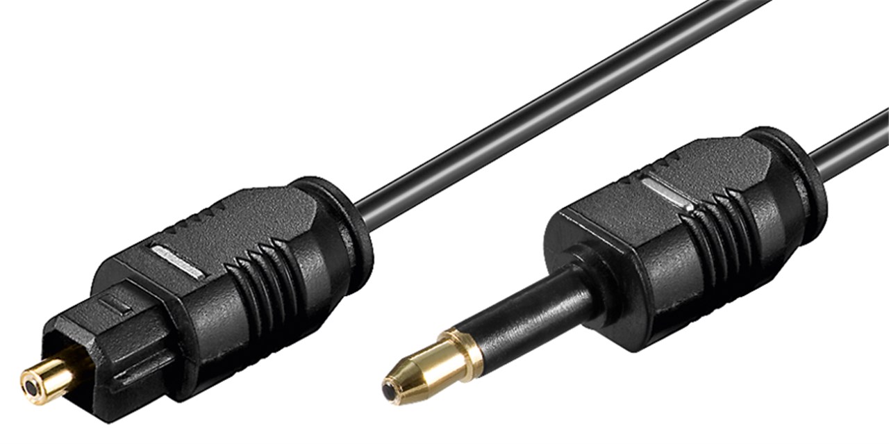 Toslink auf Mini Toslink Kabel Toslink auf Mini Toslink Kabel - Kabellänge 1 m - 3,5 mm mini Toslink-Stecker > Toslink-Stecker; ø 2,2 mm