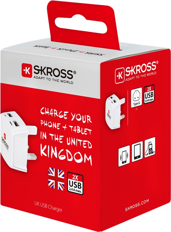 UK - USB Charger - lädt schnell und gleichzeitig bis zu zwei USB Geräte (2,4A)