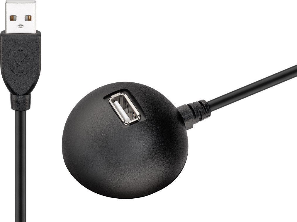 USB 2.0 Hi-Speed Verlängerungskabel mit Standfuß, Schwarz - Kabellänge 1.5 m - USB 2.0-Stecker (Typ A) > USB 2.0-Buchse (Typ A)