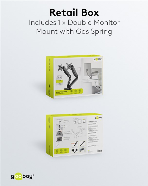 Doppel-Monitorhalterung mit Gasdruckfeder - für Monitore zwischen 17 und 32 Zoll (43-81 cm)