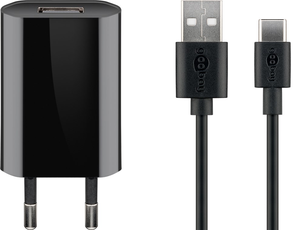 USB-C™ Ladeset 1 A - Netzteil mit Type-C™ Kabel 1m (Schwarz)