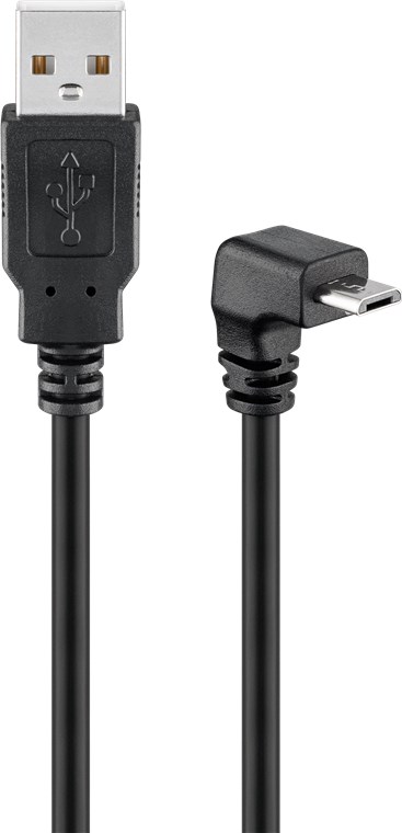 USB 2.0 Hi-Speed Kabel 90°, Schwarz USB 2.0 Hi-Speed Kabel 90°, Schwarz - Kabellänge 1.8 m - USB 2.0-Buchse (Typ A) > USB 2.0-Micro-Stecker (Typ B) 90°