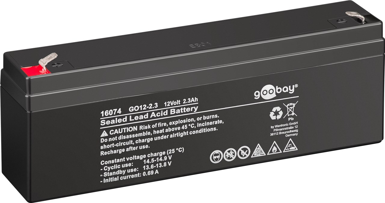 GO12-2.3 (2300 mAh, 12 V) GO12-2.3 (2300 mAh, 12 V) - Faston (4,8 mm) Bleiakku, BattG
