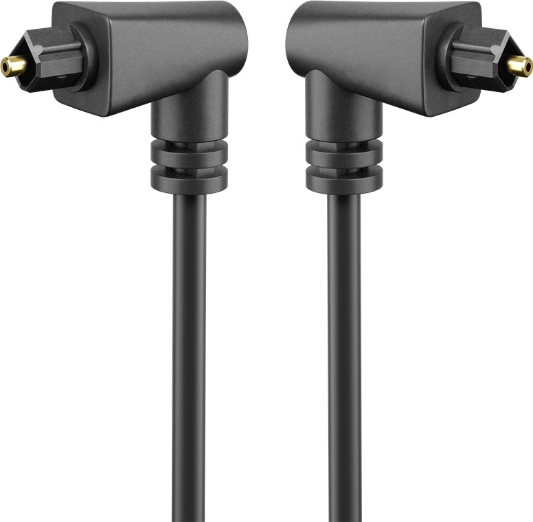 Toslink Kabel 2-fach abgewinkelt und drehbar - Kabellänge 1 m - Toslink-Stecker 90°> Toslink-Stecker90°; Schwarz Toslink Kabel 2-fach abgewinkelt und drehbar - Kabellänge 1 m - Toslink-Stecker 90°> Toslink-Stecker90°; Schwarz