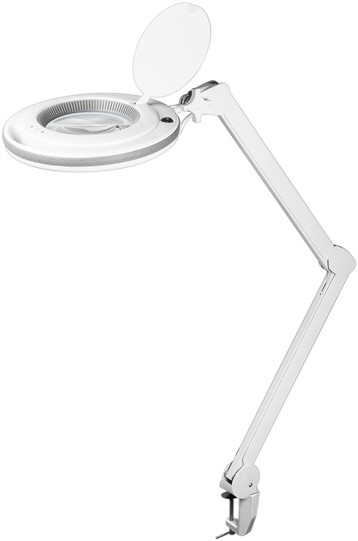 LED Klemm-Lupenleuchte 8,5 W - 127 mm Kristall-Glaslinse, 1,75-fache Vergrößerung, 3 Dioptrien, 83-800 lm