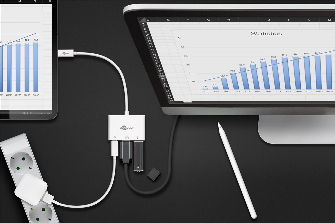 USB-C™ Multiport-Adapter HDMI, PD, weiß - Verbrauchseinheit 1 Stk. im Polybeutel - erweitert ein USB-C™ Gerät um einen HDMI™- und einen USB 3.0- Anschluss USB-C™ Multiport-Adapter HDMI, PD, weiß - Verbrauchseinheit 1 Stk. im Polybeutel - erweitert ein USB-C™ Gerät um einen HDMI™- und einen USB 3.0- Anschluss