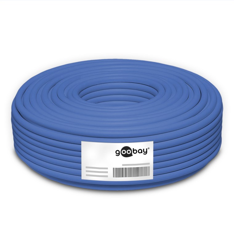 CAT 6A Netzwerkkabel, U/UTP, Blau - Kabellänge 50 m - Kupferleiter (CU), AWG 23/1 (solid), halogenfreier Kabelmantel (LSZH)