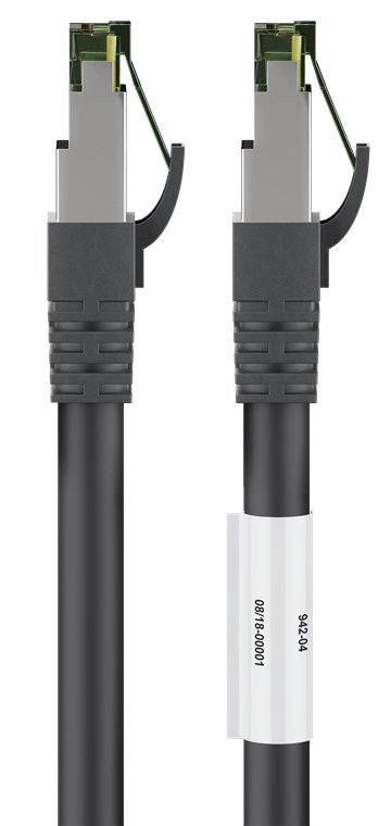 CAT 8.1 Patchkabel, S/FTP (PiMF), Schwarz, 0,5 m - Kabellänge 0.5 m - 99,9 % sauerstofffreier Kupferleiter (OFC), AWG 24, halogenfreier Kabelmantel (LSZH) CAT 8.1 Patchkabel, S/FTP (PiMF), Schwarz, 0,5 m - Kabellänge 0.5 m - 99,9 % sauerstofffreier Kupferleiter (OFC), AWG 24, halogenfreier Kabelmantel (LSZH)