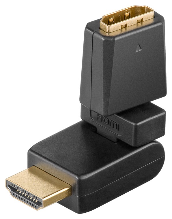 HDMI™-Adapter 360°, vergoldet HDMI™-Adapter 360°, vergoldet - Verbrauchseinheit 1 Stk. im Blister - HDMI™-Buchse (Typ A) > HDMI™-Stecker (Typ A); abwinkelbar