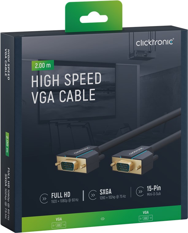 VGA-Kabel - Kabellänge 2 m - Premium-Kabel|1x VGA-Stecker 1x VGA-Stecker|2,0 m|SXGA @ 75 Hz VGA-Kabel - Kabellänge 2 m - Premium-Kabel|1x VGA-Stecker 1x VGA-Stecker|2,0 m|SXGA @ 75 Hz