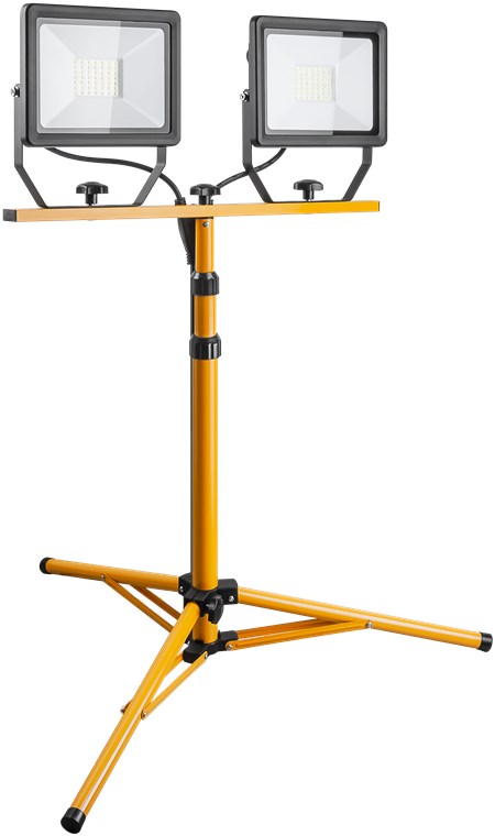 LED-Baustrahler mit Teleskopstativ, 2 x 50 W - mit insgesamt 8500 lm und kaltweißem Licht (6500 K), für den Innen- und Außeneinsatz geeignet (IP65) LED-Baustrahler mit Teleskopstativ, 2 x 50 W - mit insgesamt 8500 lm und kaltweißem Licht (6500 K), für den Innen- und Außeneinsatz geeignet (IP65)