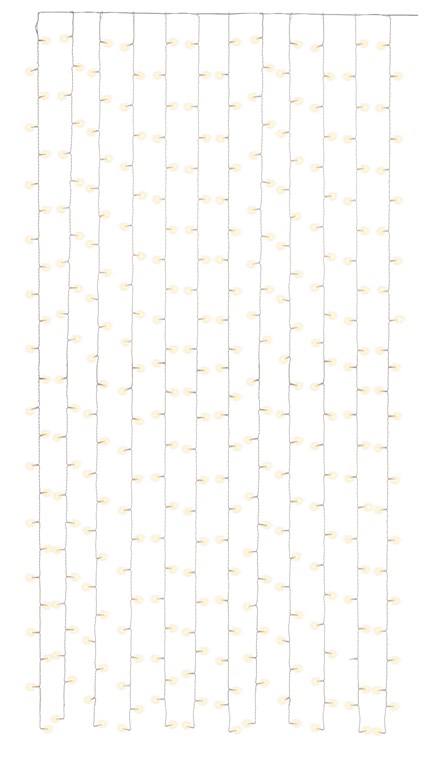 300er LED-Lichtervorhang 300er LED-Lichtervorhang - mit Fernbedienung, Timer-Funktion, 8 Leuchtmodi, Dimmer und 31 V-Außentrafo, warmweiß (3000 K)