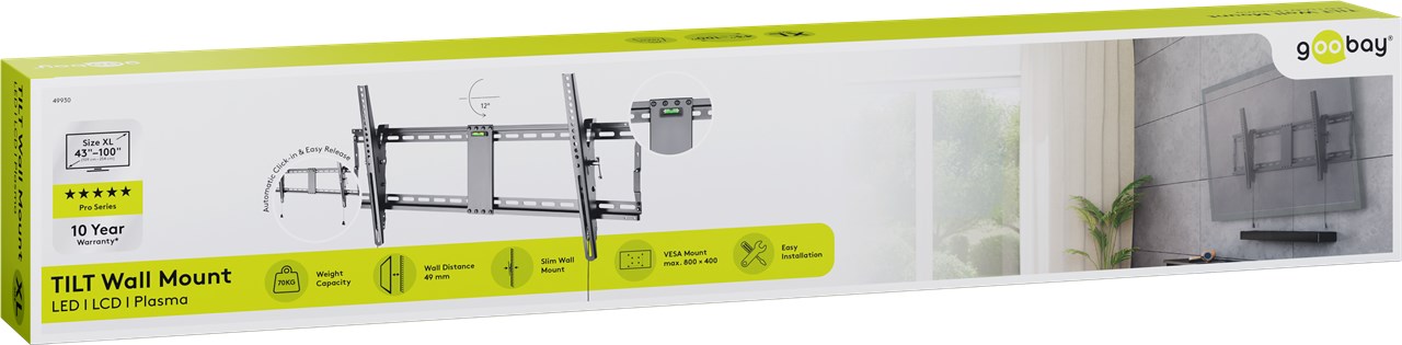 TV-Wandhalterung Pro TILT (XL) - für Fernseher von 43" bis 100" (109-254 cm), neigbar bis 70kg TV-Wandhalterung Pro TILT (XL) - für Fernseher von 43" bis 100" (109-254 cm), neigbar bis 70kg