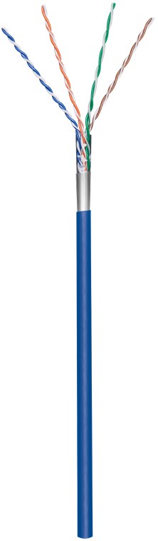 CAT 5e Netzwerkkabel, F/UTP, 100 m - Farbversion Blau - Kupferkaschierter Aluminiumleiter (CCA), AWG 26/7 (stranded), PVC-Kabelmantel CAT 5e Netzwerkkabel, F/UTP, 100 m - Farbversion Blau - Kupferkaschierter Aluminiumleiter (CCA), AWG 26/7 (stranded), PVC-Kabelmantel