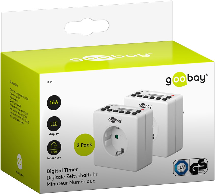 2er-Set, Digitale Zeitschaltuhr - Leicht zu bedienende digitale Zeitschaltuhr 2er-Set, Digitale Zeitschaltuhr - Leicht zu bedienende digitale Zeitschaltuhr