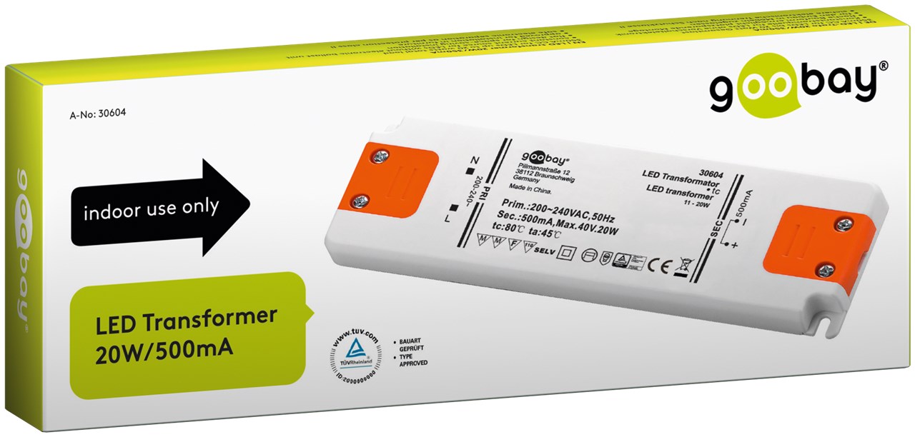 LED Konstantstrom-Trafo 500 mA / 20 W - 500 mA CC für LEDs bis 20 W Gesamtlast