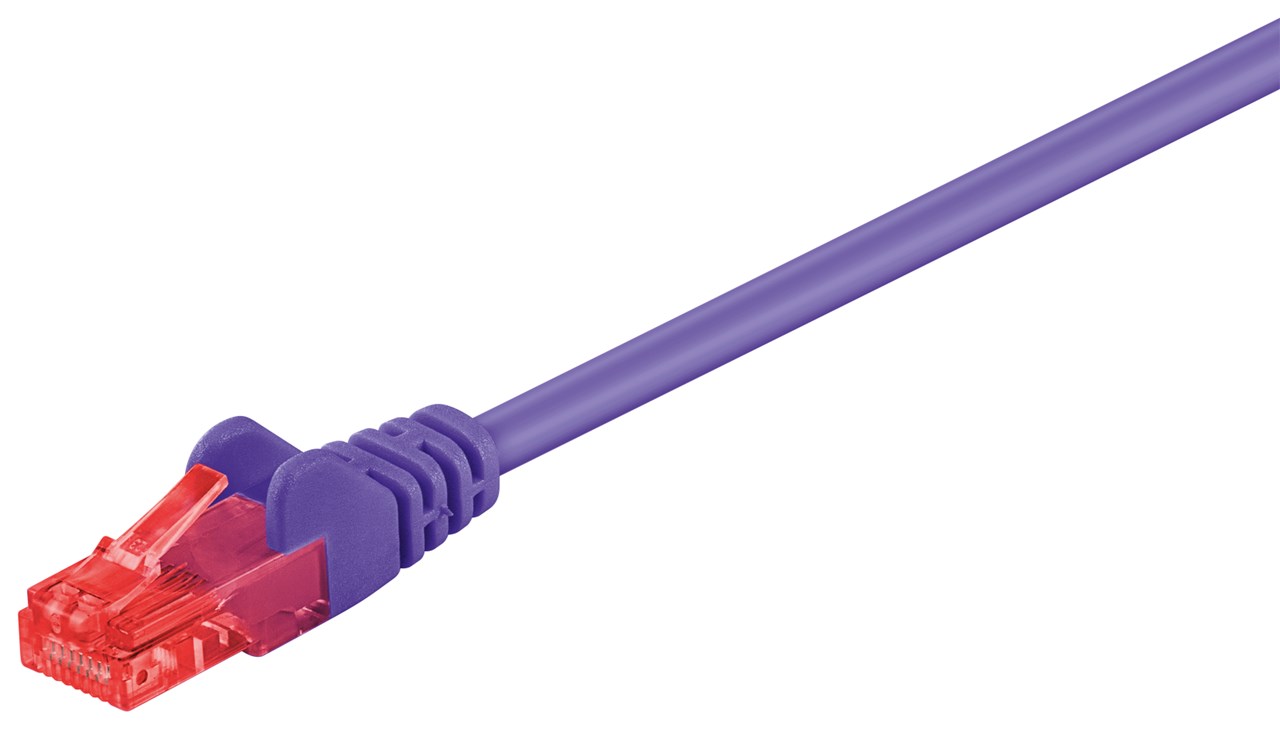 CAT 6 Patchkabel, U/UTP, Violett, 5 m CAT 6 Patchkabel, U/UTP, Violett, 0,25 m - Kabellänge 0.25 m - Kupferkaschierter Aluminiumleiter (CCA)