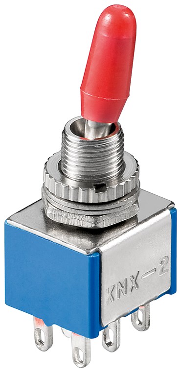 Kippschalter Miniatur, 2x EIN - EIN, 6 Pins, blaues Gehäuse - ideal für den Bereich DIY oder den Modellbau