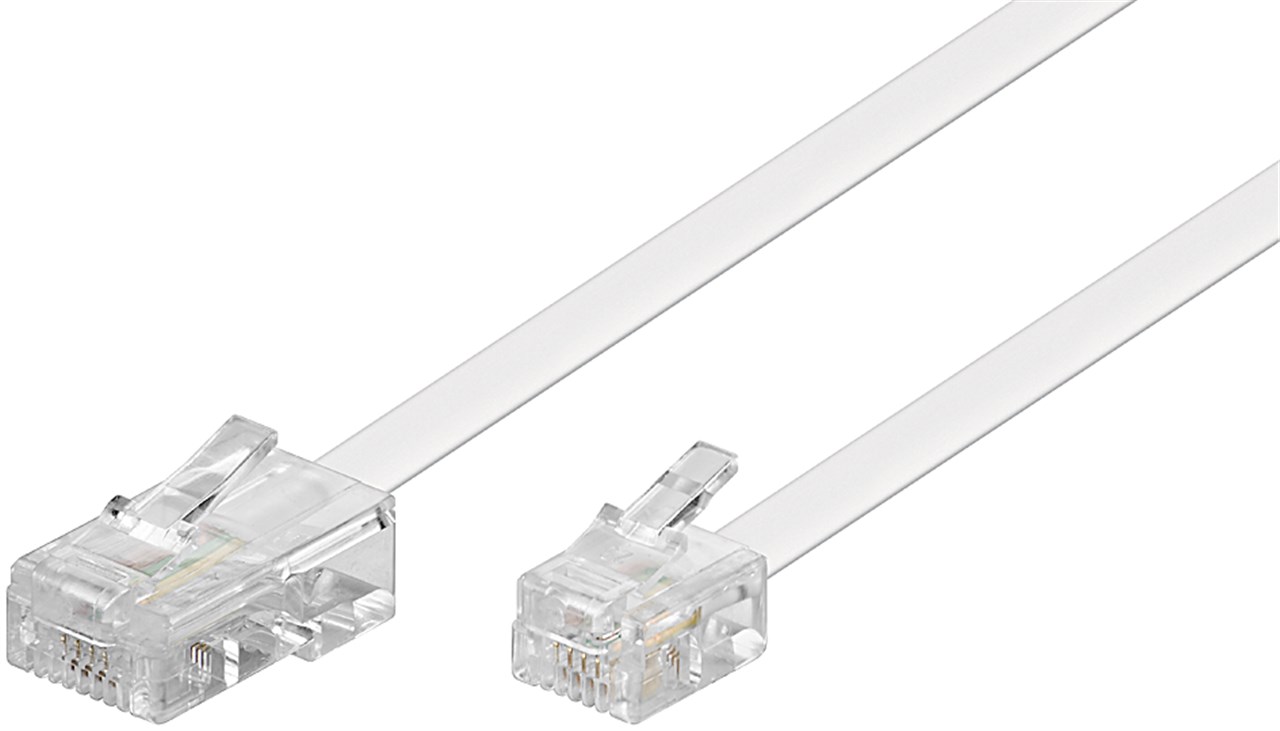 Telefonkabel (Modularkabel/Westernkabel) - Kabellänge 10 m - Kupferkaschierter Aluminiumleiter (CCA), RJ45-Stecker (8P4C) > RJ11/RJ14-Stecker (6P4C)