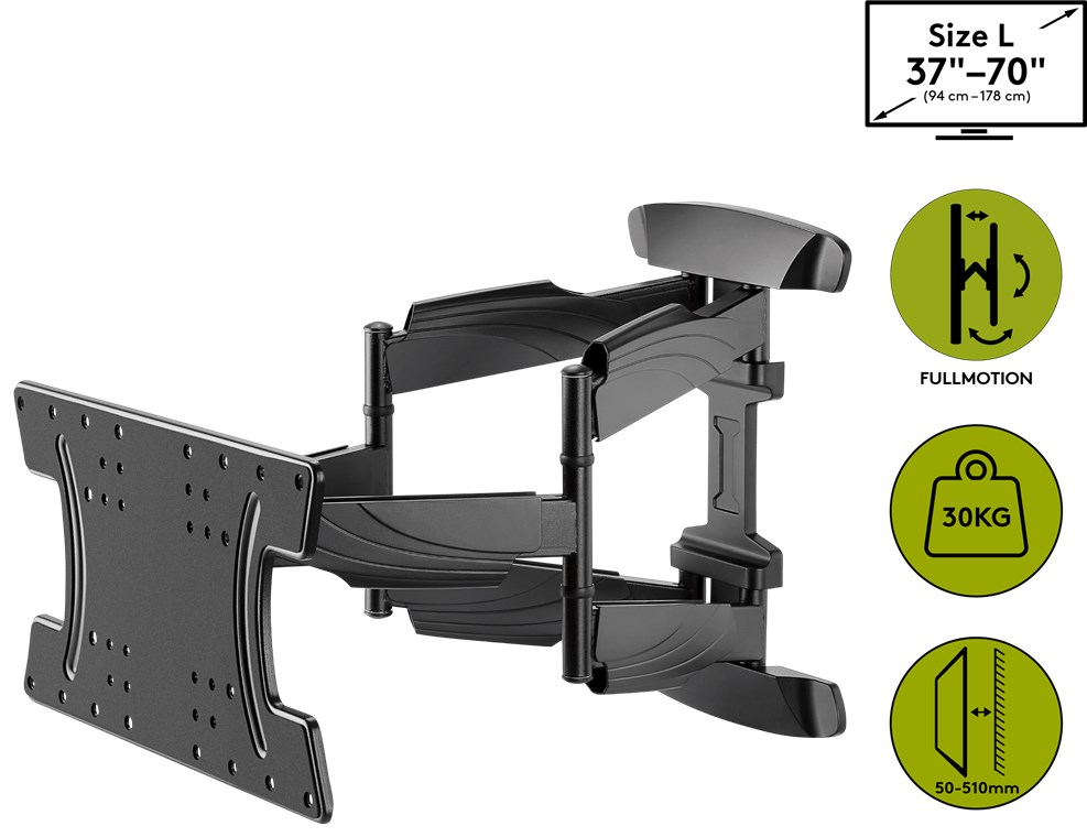 TV-Wandhalterung OLED FULLMOTION (L) - speziell für OLED-Fernseher von 37" bis 70" (94-178 cm) , vollbeweglich (schwenkbar und neigbar) bis 30kg TV-Wandhalterung OLED FULLMOTION (L) - speziell für OLED-Fernseher von 37" bis 70" (94-178 cm) , vollbeweglich (schwenkbar und neigbar) bis 30kg