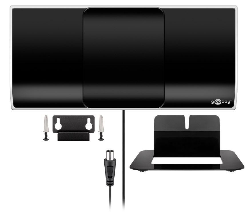 Aktive Full HD DVB-T2 Zimmerantenne, inkl. LTE/4G Filter - mit bis zu 13 dBi Verstärkung bei schwachem Empfangssignal Aktive Full HD DVB-T2 Zimmerantenne, inkl. LTE/4G Filter - mit bis zu 13 dBi Verstärkung bei schwachem Empfangssignal