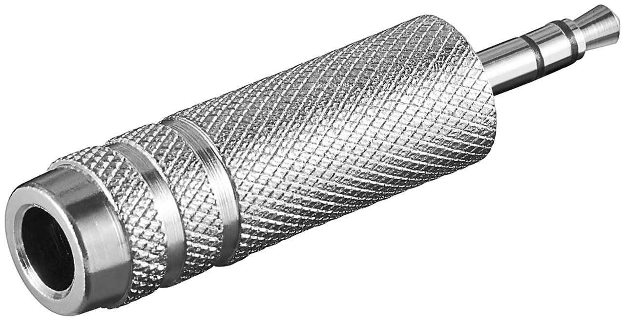 Kopfhörer Adapter AUX, Klinke 3,5 mm zu 6,35 mm - Anschluss, Typ Klinke 3,5 mm Stecker (3-Pin, stereo) - 1x 3,5-mm-Klinkenstecker (3-polig, stereo) > 1x 6,35-mm-Klinkenbuchse (3-polig, stereo)