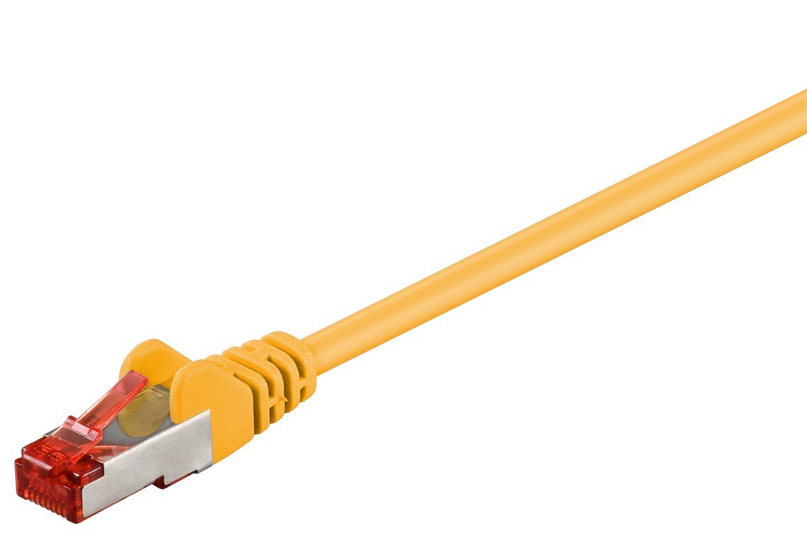 CAT 6 Patchkabel, S/FTP (PiMF), Gelb, 0,5 m CAT 6 Patchkabel, S/FTP (PiMF), Gelb, 0,15 m - Kabellänge 0.15 m - Kupferleiter (CU), halogenfreier Kabelmantel (LSZH)