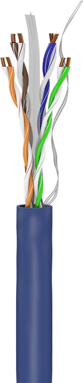 CAT 6A Netzwerkkabel, U/UTP, Blau - Kabellänge 50 m - Kupferleiter (CU), AWG 23/1 (solid), halogenfreier Kabelmantel (LSZH)