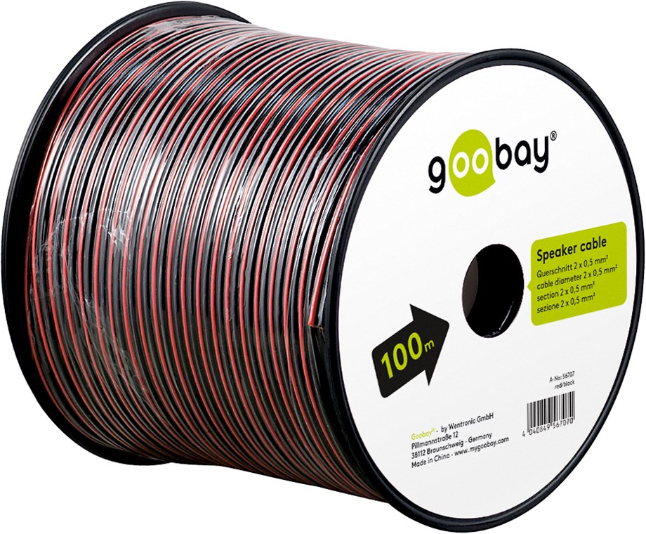 Lautsprecherkabel CCA - 100 m Rolle, Querschnitt 2 x 0,50 mm²