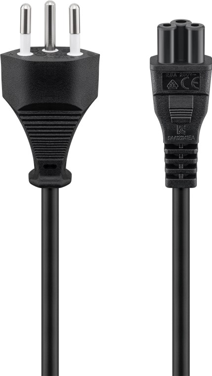 Netzanschlusskabel Schweiz, 1,8 m, Schwarz - Kabellänge 1.8 m - Schweiz-Stecker (Typ J, SEV 1011) > Gerätebuchse C5