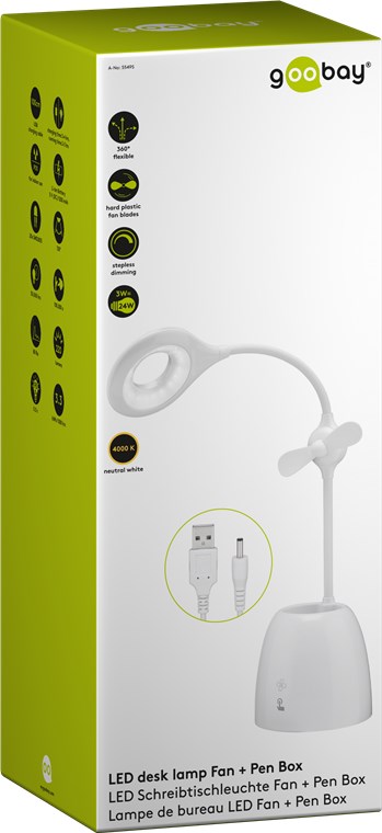 LED Schreibtischleuchte Fan + Pen Box - Innenbeleuchtung für Arbeitszimmer, Kinderzimmer, Schlafzimmer oder Büro