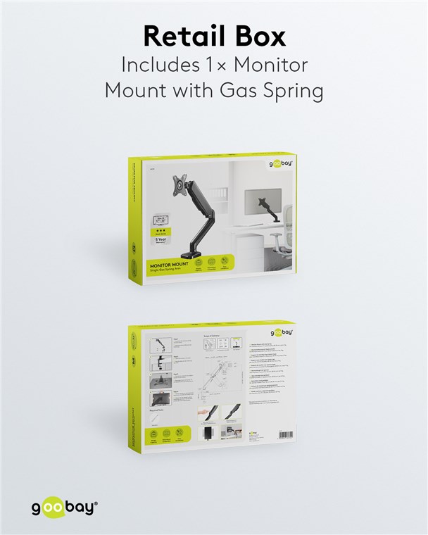 Monitorhalterung mit Gasdruckfeder - für Monitore zwischen 17 und 32 Zoll (43-81 cm)