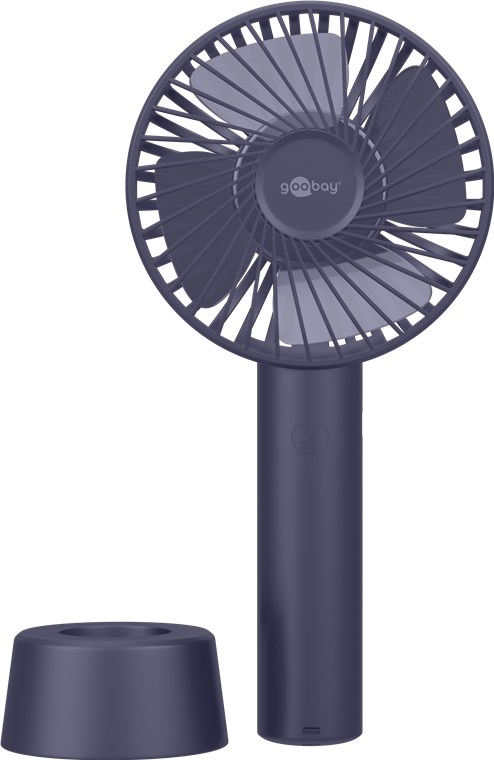 USB-Handventilator mit Standfunktion, Blau - mit wiederaufladbarer Batterie (austauschbar)