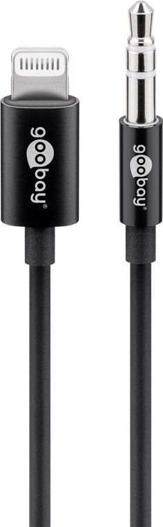 Apple Lightning Audioanschlusskabel (3,5mm) 1m schwarz Apple Lightning Audioanschlusskabel (3,5mm) 1m schwarz - Kabellänge 1 m - zum Verbinden eines iPhone/iPad mit einem Audiogerät über einen 3,5-mm-Klinkenanschluss