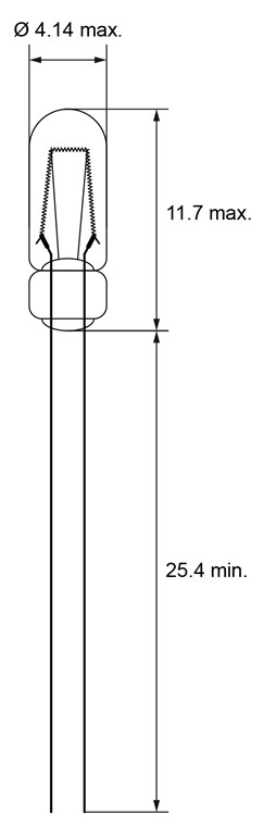 T1¼ Kleinst-Glühlampe, 0,24 W - Max. Leistungsaufnahme 0.24 W - Cable Strand, 12 V (DC), 20 mA T1¼ Kleinst-Glühlampe, 0,24 W - Max. Leistungsaufnahme 0.24 W - Cable Strand, 12 V (DC), 20 mA