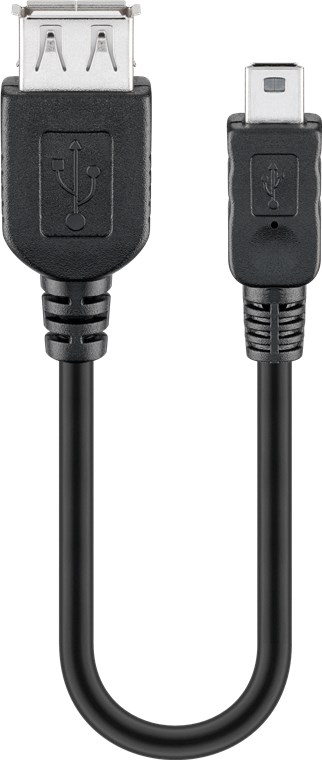 USB 2.0 Hi-Speed Adapter 0,2 m - USB 2.0-Buchse (Typ A) > USB 2.0-Mini-Stecker (Typ B, 5-Pin)